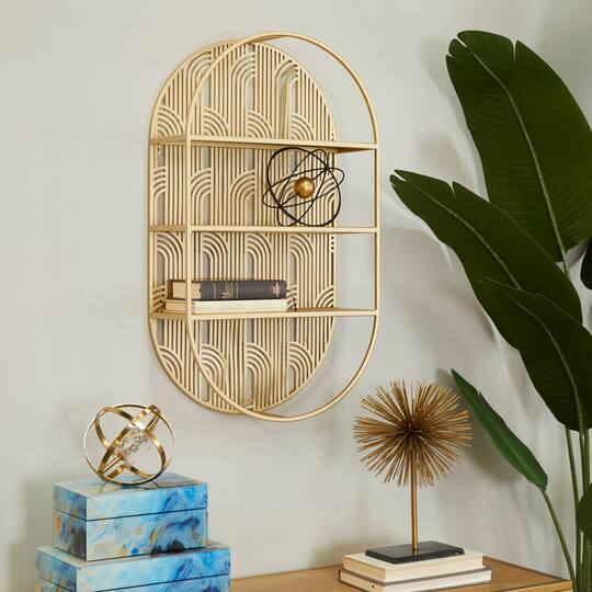 Gold Glam Wall Shelf, 16" x 6" x 28"